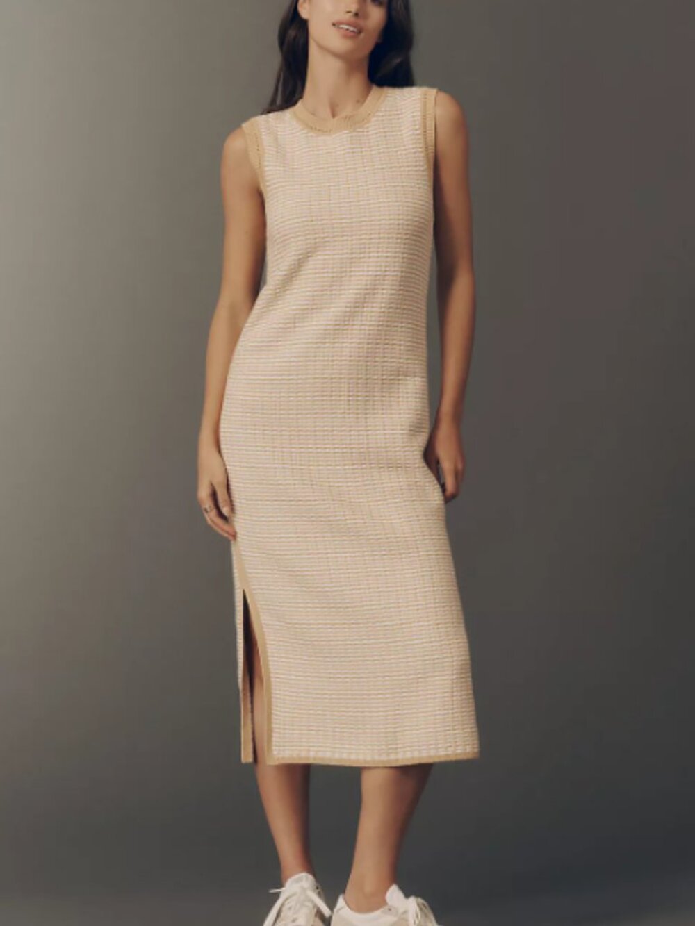 New with Tag Varley Aoife Knit Midi Dress (color Beige, size M)